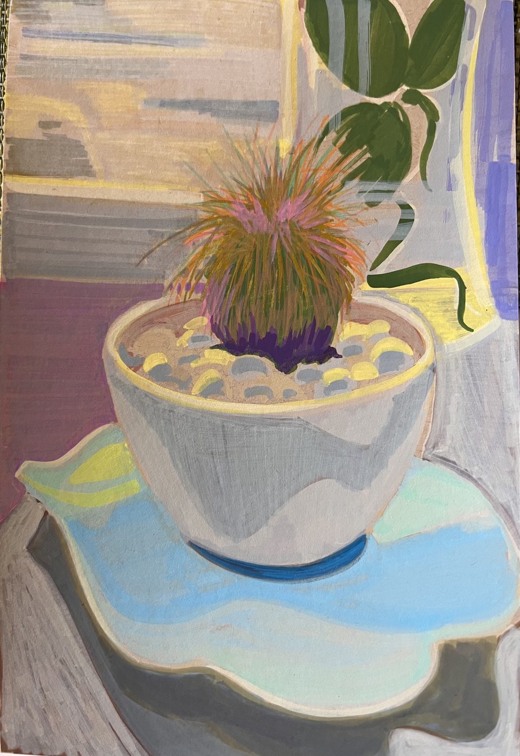 Untitled gouache piece, landscape and still life